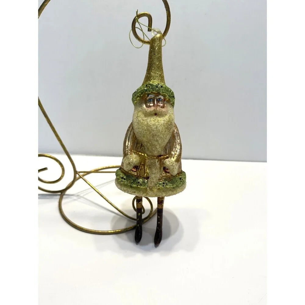 Vintage Melrose International Glass Santa Claus Christmas Ornament Glittered